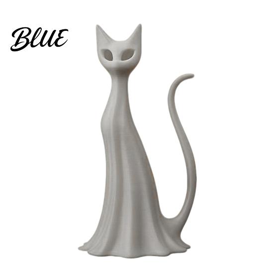 Solid Structure Desk Ornament 3D Printed Cat Ghost Buddy Cute Halloween Kitty Figurine for Matte White Table Centerpiece Office Shelf Spooky Kitten