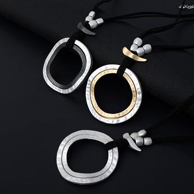 Accessories Geometric Women Autumn And Winter Retro Simple Long Necklace Sweater Chain