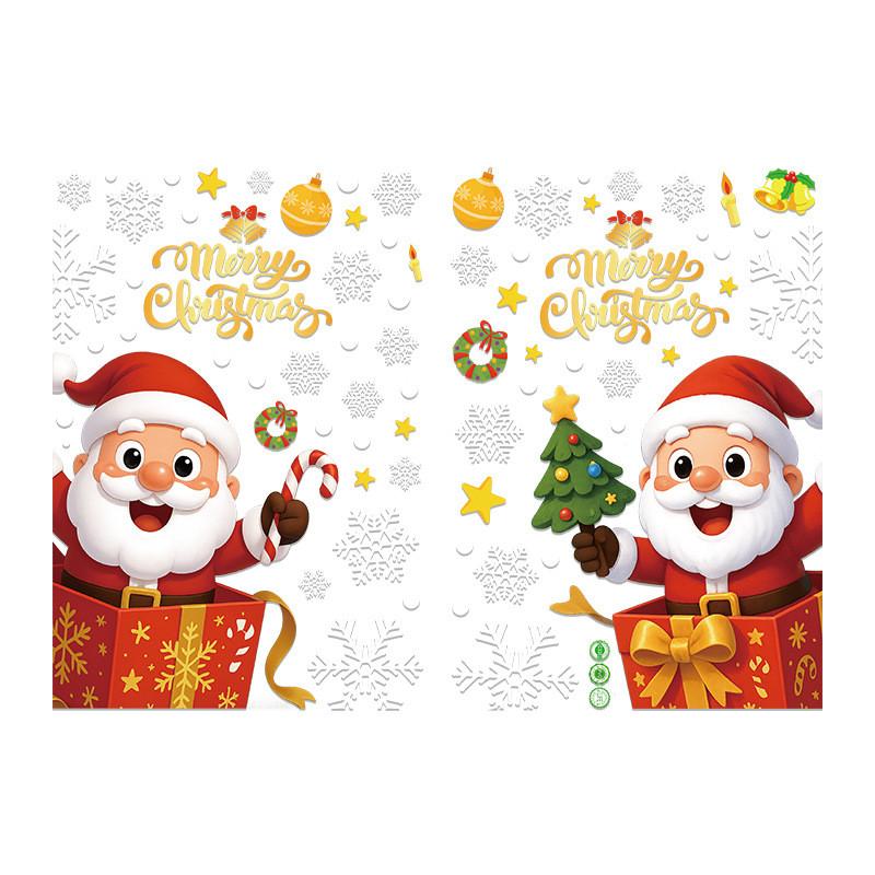 Pvc Festive Christmas Snowflake And Santa Static Stickers For Decoration Window