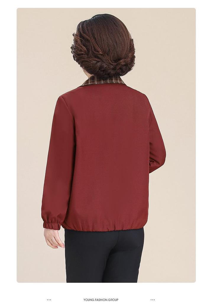 Plus Size Women's Lapel Maternity Coat, Spring/Autumn Jacket for Middle-Aged & Elderly, 50s-60s Fashion.