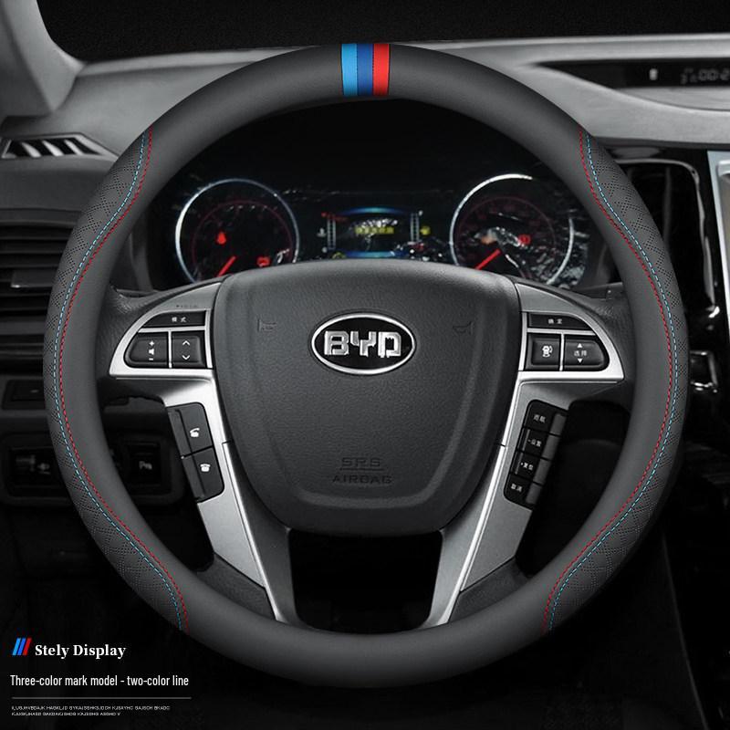 Leather Steering Wheel Cover for BYD Song MAX, Tang, F3, Surui, E5, Qin DM-i, Song Pro, S7, Han, S6