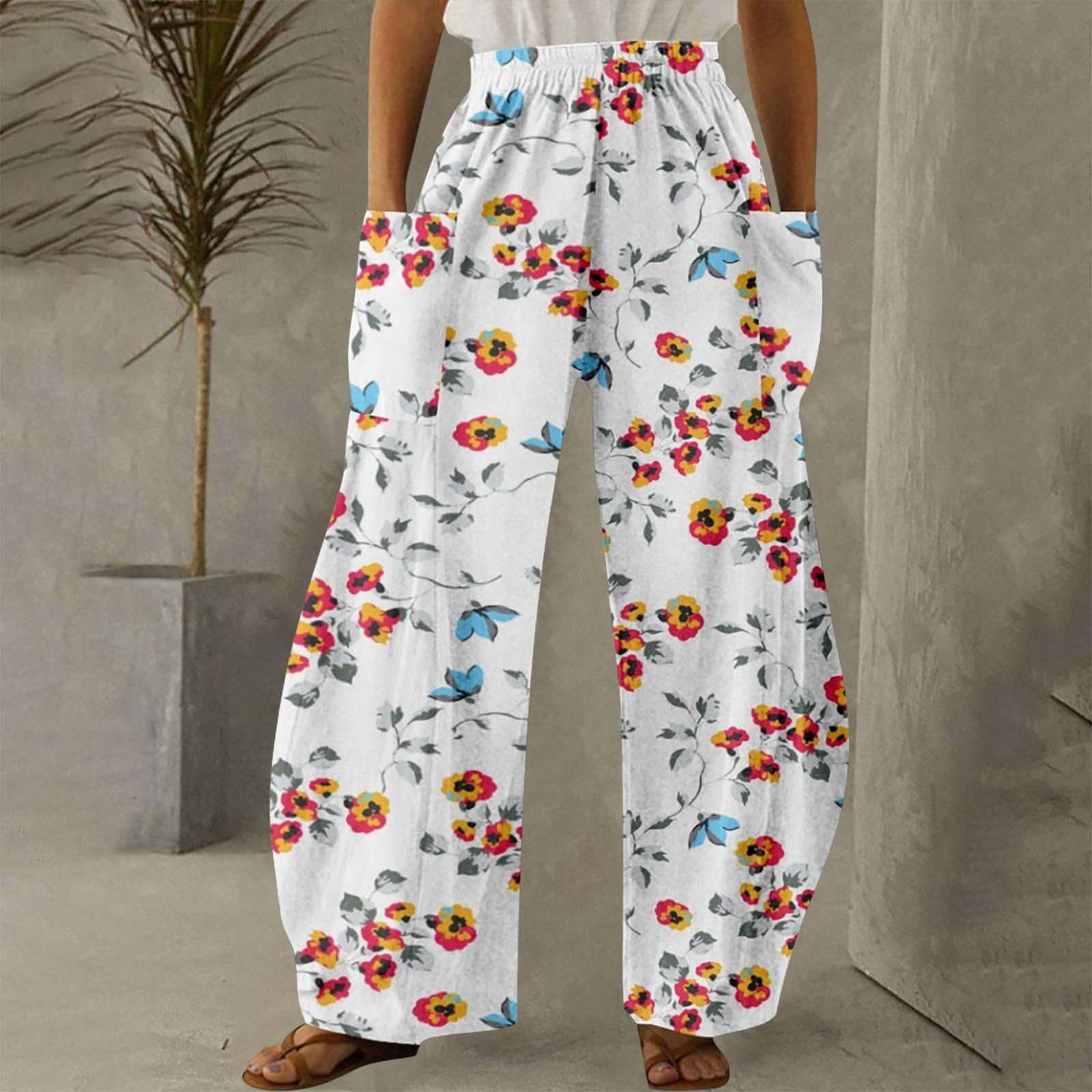 

Женская мода в стиле ретро, ​​литература и художественный принт, повседневные свободные брюки, свободные брюки больших размеров XXXXL белый