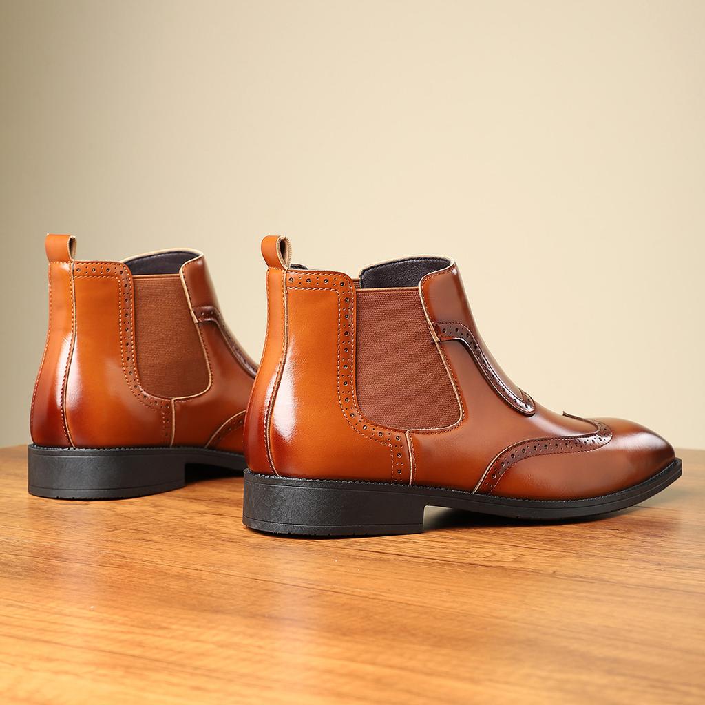 Stivali da uomo in pelle casual da lavoro  nuove scarpe in pelle a mezza gamba  stivaletti da uomo stile britannico retrò
