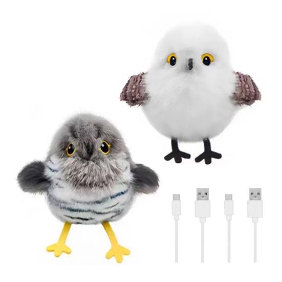 Yousheng 2Pcs Imitation Bird Toy Realistic Birdsong Cat Toy with Flapping Wings Rechargeable Touch Activated Interactive Chirping Plush Bird Toy