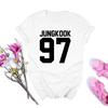 Fashion Jungkook letter printed short sleeved Womens casual daily versatile summer round neck Tshirt