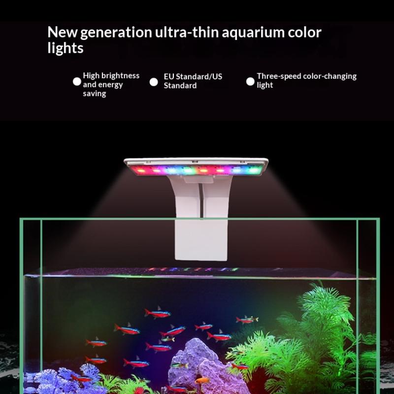Ultra tenké LED světlo do akvária, připevnitelné světlo na akvárium se 3 barevnými režimy, jasná lampa s plným spektrem