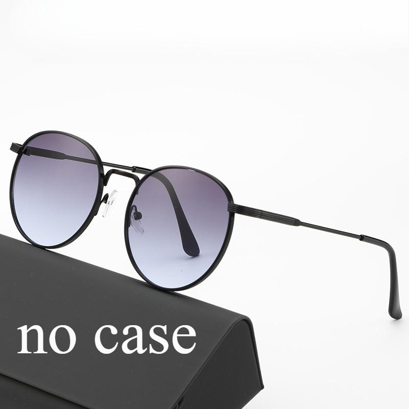 Metal round frame flat mirror unisex sunglasses new fashionable European American hip hop style trendy accessory