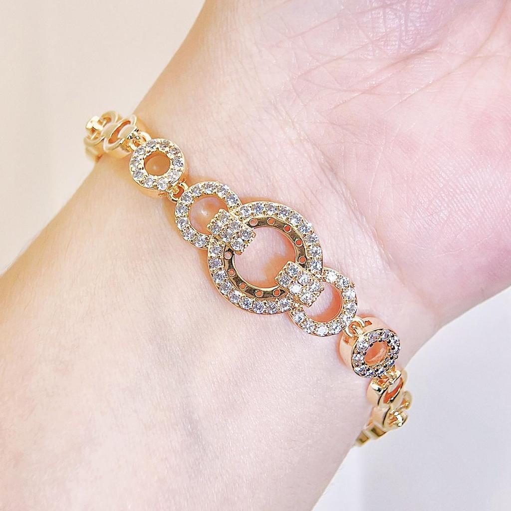 CMM High Quality Hollow Golden Silvery CZ Zirconia Tennis Bracelet Handmade Link Chain for Women