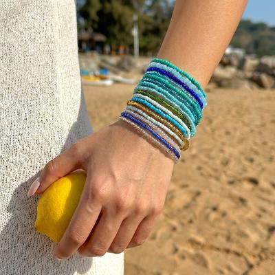 16-teiliges böhmisches buntes stapelbares Armband-Set für Damen, Sommer-Strandurlaub Schmuck, trendige geschichtete Handgelenk-Accessoires, Geschenk