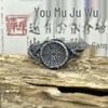 Yin Taifei Kreativ Thailändsk Silver Retro Justerbar Öppen Ring för Män med Trä Årsring Design