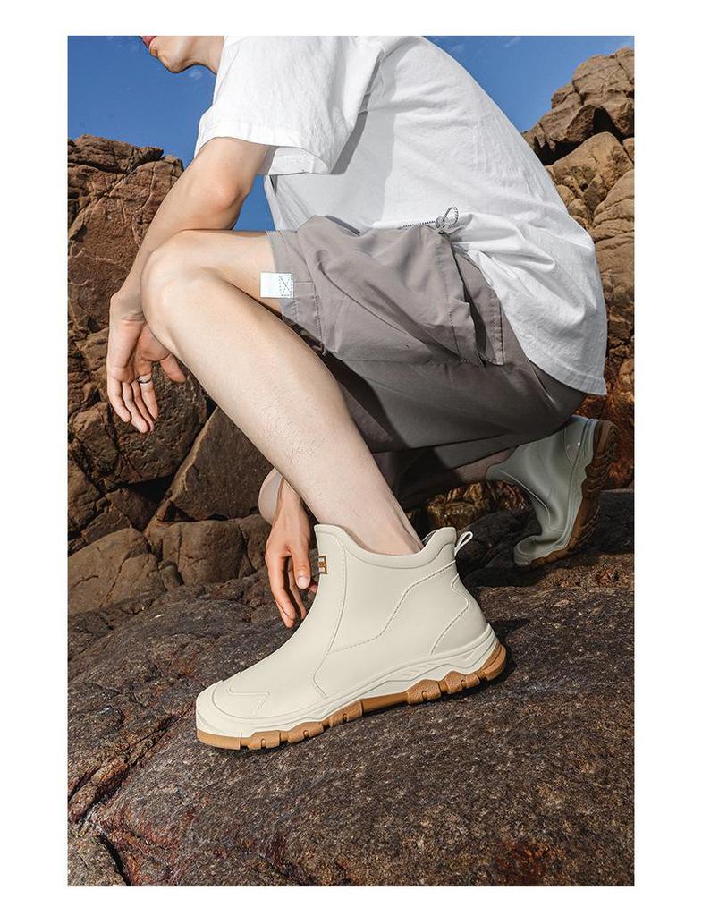 Men's Waterproof Non-Slip Rubber Rain Boots - Short, Wear-Resistant for Outdoor and Casual Use