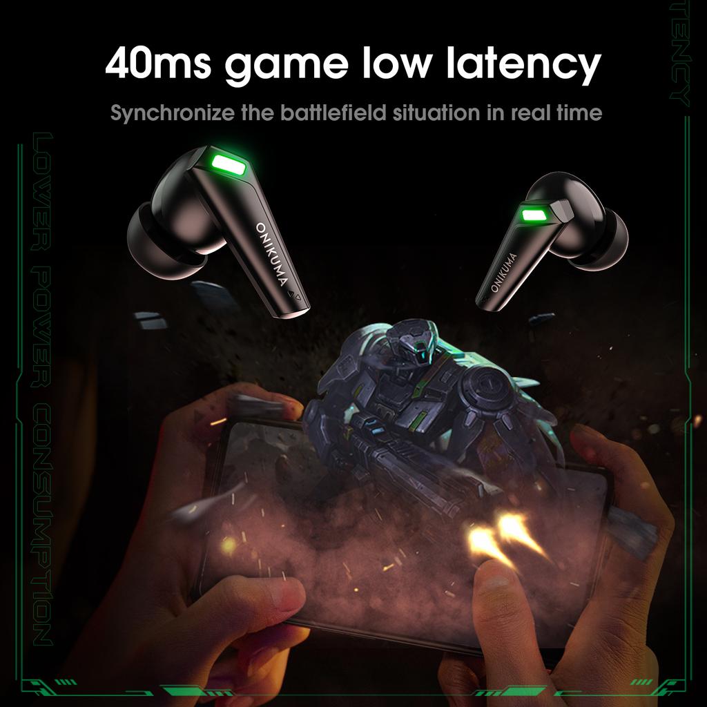 ONIKUMA T308 TWS ყურში ჩასადები Bluetooth ყურსასმენი სტერეო მუსიკისთვის, თამაშისთვის, უსადენო ყურსასმენი