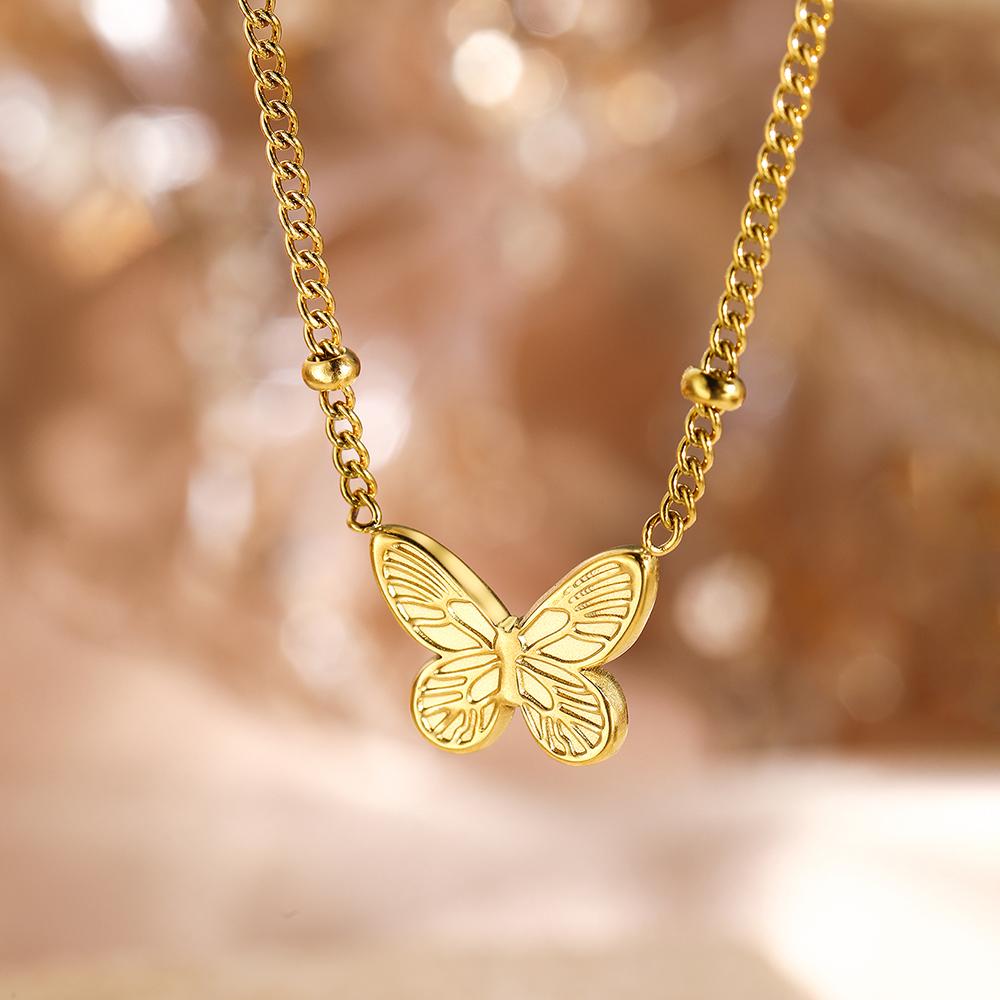 Edelstahl Schmetterling Anhänger Schlüsselbein Kette Elegantes Temperament Personalisierte Halskette Für Frauen Schmuck Kreative Geschenke