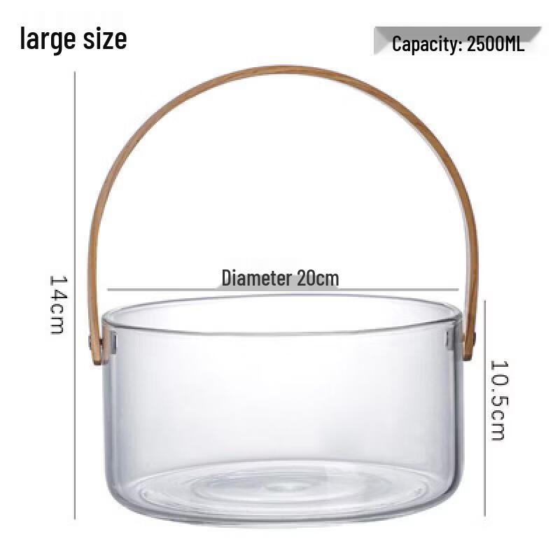 Shangqi Portable Glass Fruit & Salad Serving Bowl with Handle