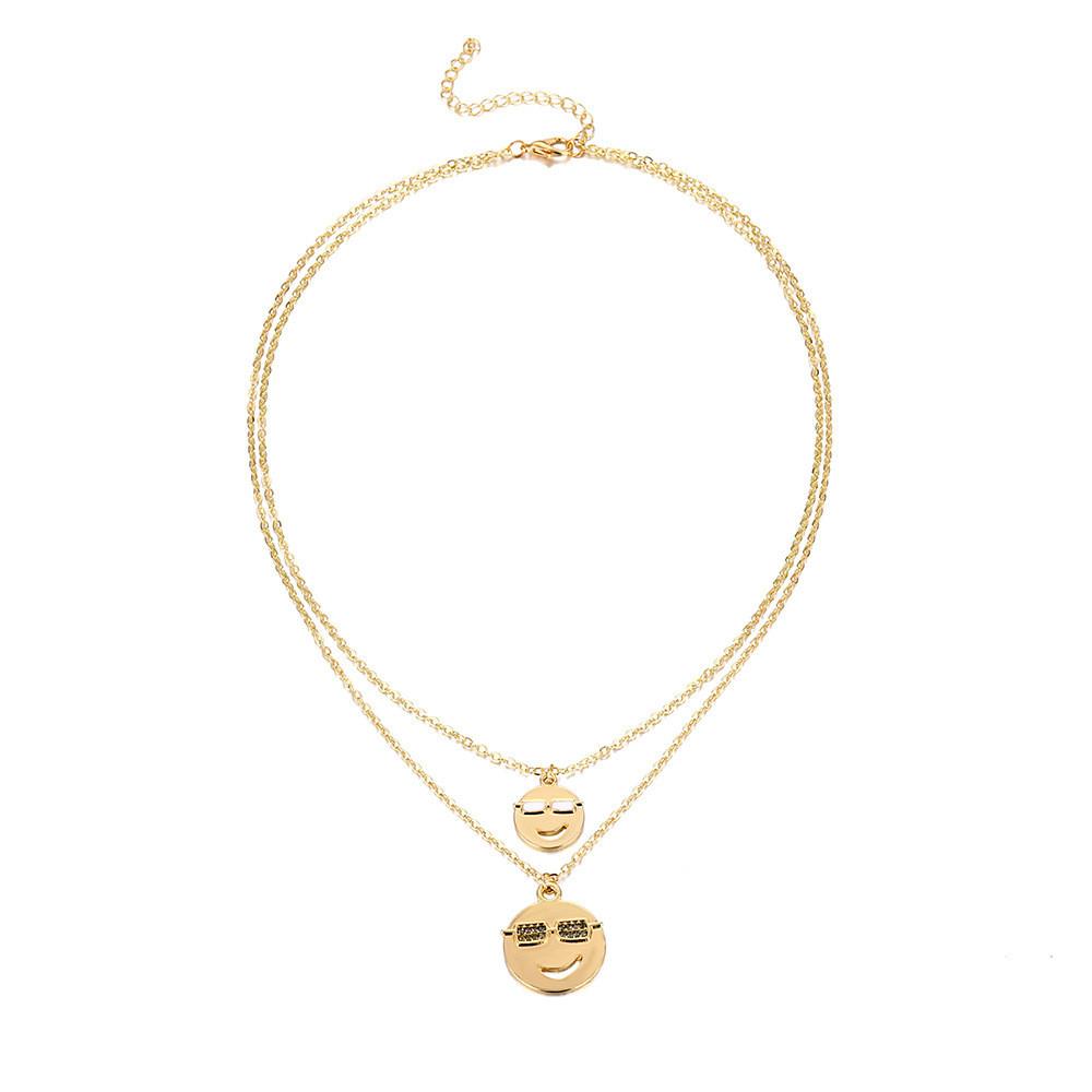 

Trendy Two-tone Metal Smiley Face Necklace Stylish Fashion Jewelry For Women