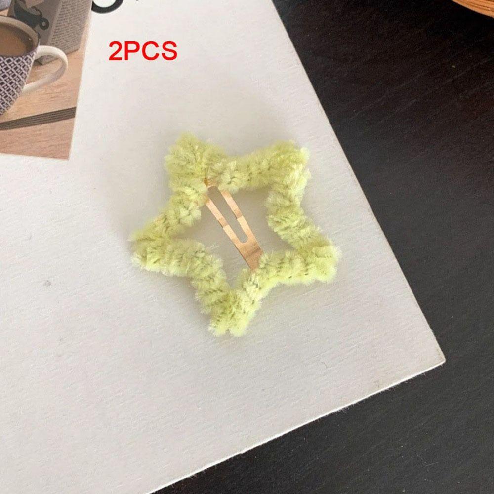 Plüschstern-Haarspangen, Gelb | Niedliche Haar-Accessoires Für Frauen & Mädchen | Mit Metallclip