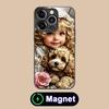 Girl Dog Puppy Glass MagSafe Mobile Phone Case for iPhone 17 16 15 14 13 12 11 Air Pro Max Plus Mini Colorful Cover