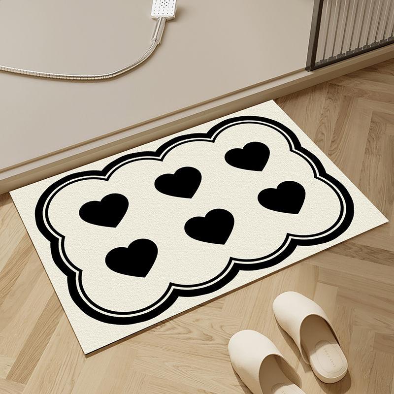 Badezimmer saugfähige Bodenmatte, Badezimmerbodenmatte, Tür schnelltrocknende Badewanne, Teppich Leave-in waschbare Matte, fortschrittlicher Creme-Wind 40X60cm 15.7X23.6in