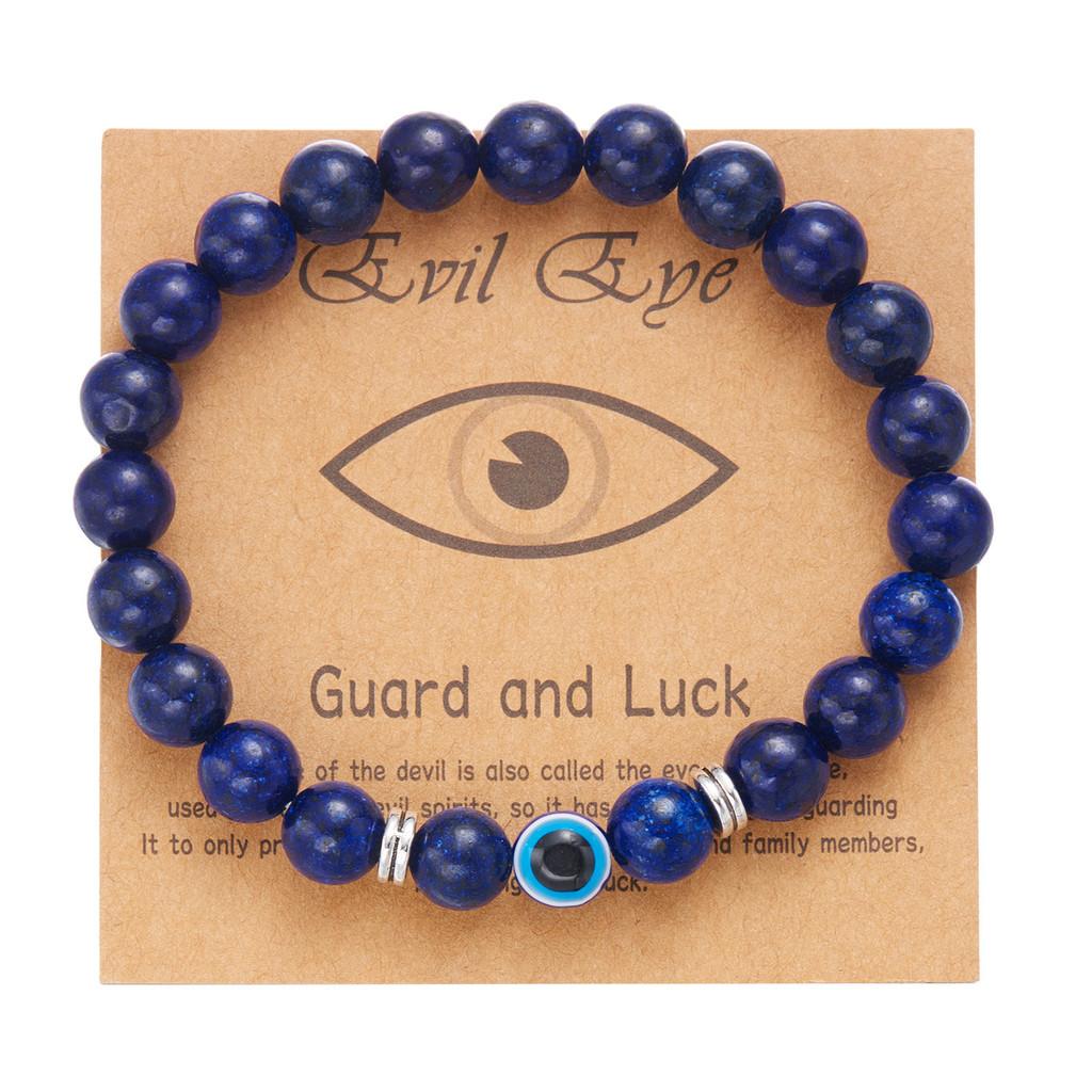 Fashion Frosted Bead Bracelet With Blue Eyed Design For Unisex Gift