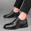 Men's Crocodile Pattern Leather Lace-up Shoes - Round Toe, Business Casual & Formal Style