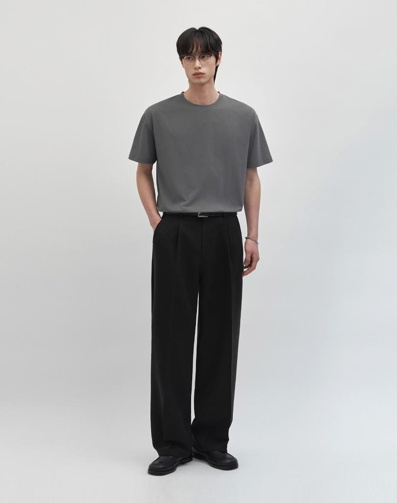 WORK ON BODY OFF (Regular) Airbit Cooling Solid Semi-Overfit Short Sleeve T-Shirt [Charcoal]