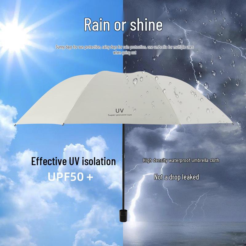 Customizable Three-Fold Umbrella with UV Protection: Black Glue Sunshade for Rain or Shine