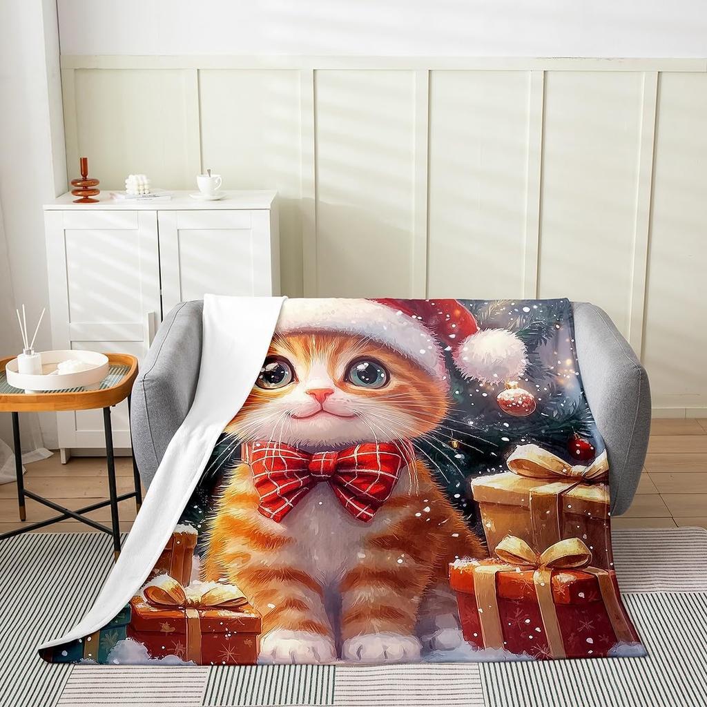 Winter Snowman Throw Blanket Cartoon Farmhouse Rustic Style Flannel Blanket for Kids Teens Adults Watercolor Pine Trees White