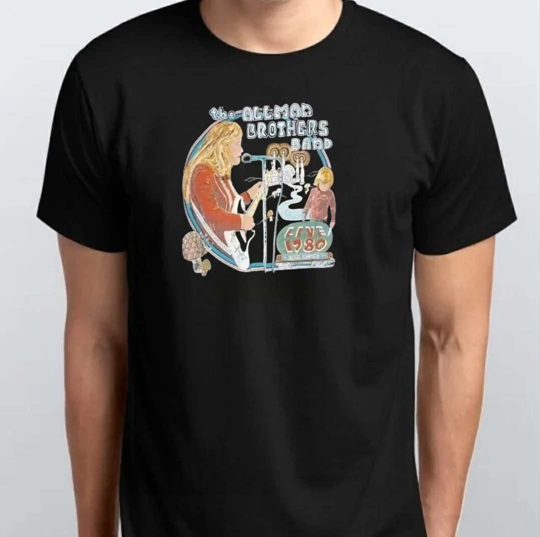 

The Allman Brothers Band 1980 Unisex 100% Cotton T-shirt Mens Tees Top S M L XL XXL 3 4 XL Black L
