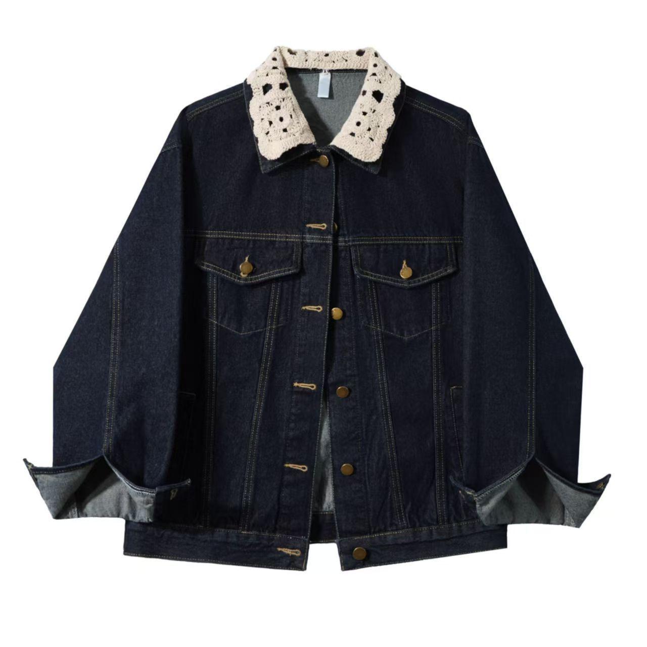 

Versatile Casual Denim Jacket Women Spring Autumn Design Small Size Loose Fit Cotton Outerwear XS синій