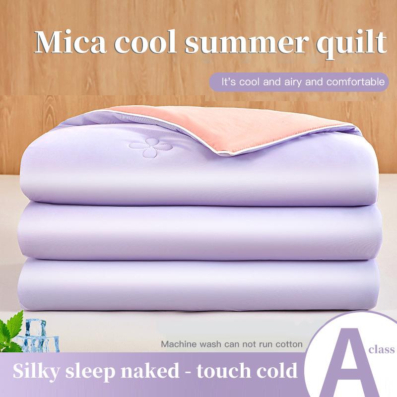 

Новое одеяло из ледяного шелка, летнее тонкое одеяло с цветовыми блоками для сна на голое тело, летнее одеяло для прохладного кондиционирования воздуха, машинная стирка 180x200cm лавандовый