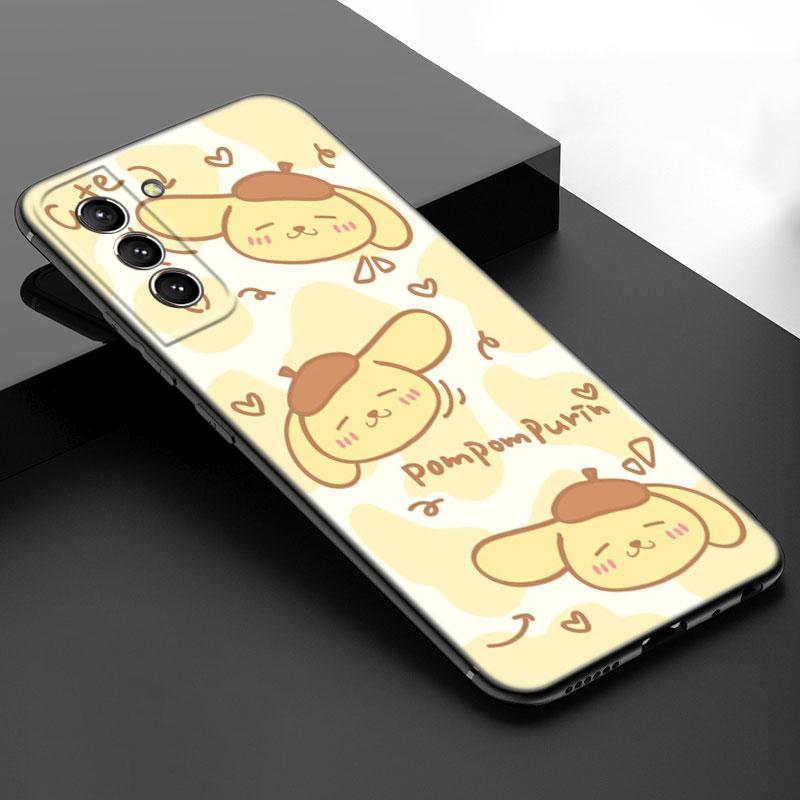 

Милый черный силиконовый чехол Sanrio Pompompurin для телефона Samsung Galaxy S23 S21 S20 FE S24 S22 Ultra S10E S10 S9 S8 Plus Samsung S21