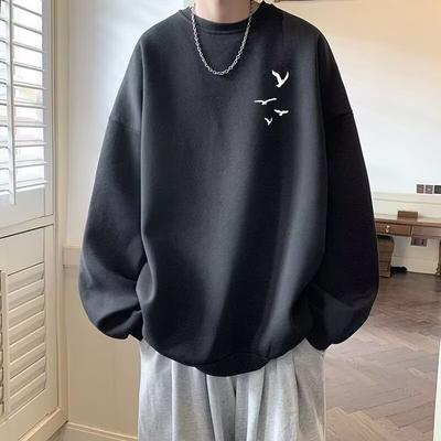 Potlačený jesenný zimný sveter pánsky jar a jeseň 2024 kórejský nový okrúhly výstrih voľný top elegantný hongkonský štýl trendy
