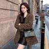 Women Tweed Jacket Premium Knitted Wool Blend Mid Long Coat Fashion Outerwear