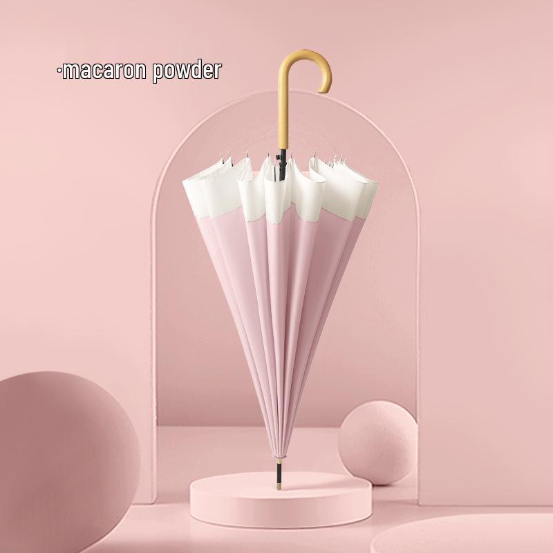 16-Rib Long-Handle Japanese Style Curved Parasol - Customizable Advertising Umbrella