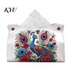 Concentration Training Toys DIY Faux Diamond Art Painting Tissue Box, Leather Desktop Holiday Gift for Craft Lovers Holder Pouch, 5D Rhinestone