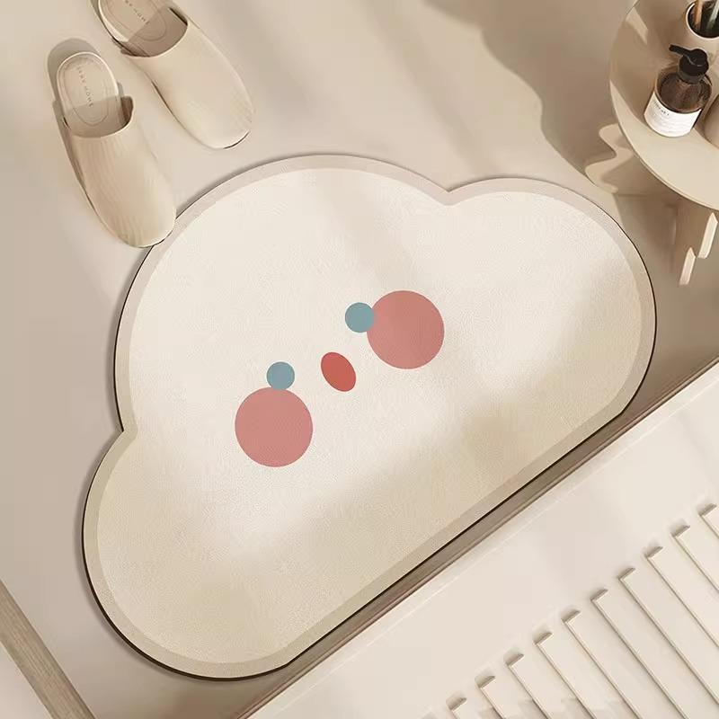 

Cream Wind Special-Shaped Clouds, Diatom Mud Floor Mat, Bathroom, Bathroom, Non-Slip Mat, Dirt-Resistant Door Mat, Easy To Take Care Of 50*80cm