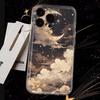 Boho Crescent Moon Stars Phone Case For iPhone 17 Air 16E 16 15 14 11 Pro Max Plus 13 12 Mini 8 7 X Transparent Shockproof Cover