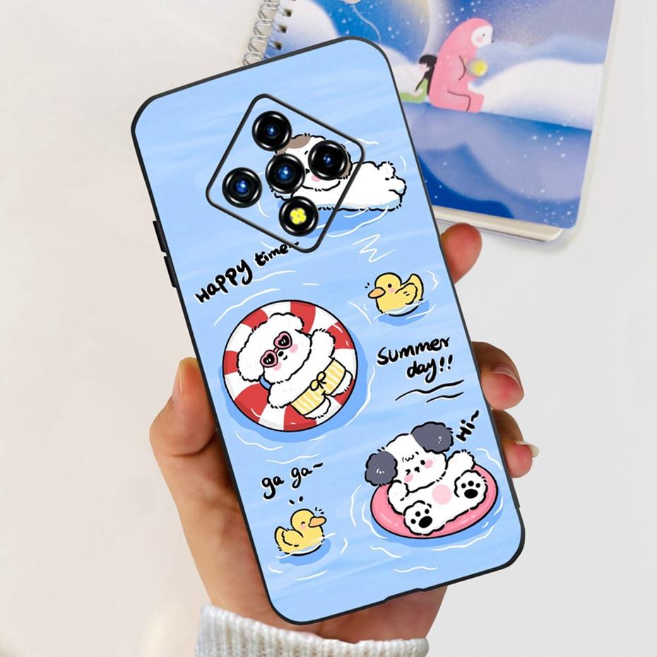 Lovely Painted Case For Infinix Zero 8 8i X687 X687B Soft TPU Back Cover For Infinix Zero8 Zero8i Black Silicon Phone Cases