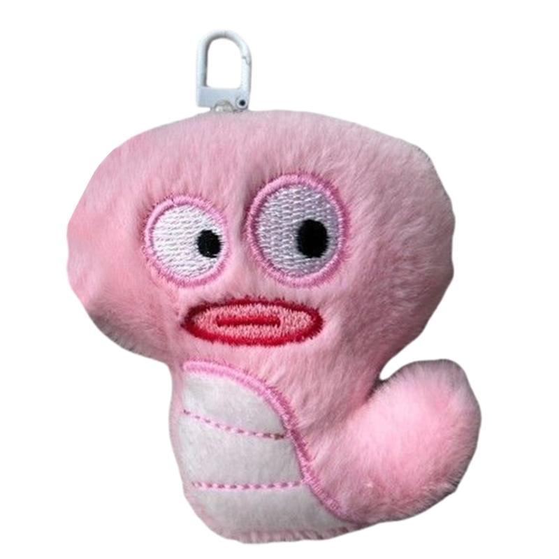 

Cute Big Eyed Snake Plush Keychain Charm Colorful Soft Alloy Keyrings Pendant Accessory for Bags and Phones 1 розовый