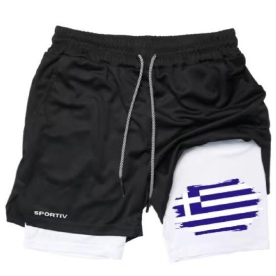 Camouflage Greece Flag Muay Thai Kick Boxing Shorts Men Women Unisex Casual Sportswear Double Layer Quick Dry Training Sport Gym Fitness Workout