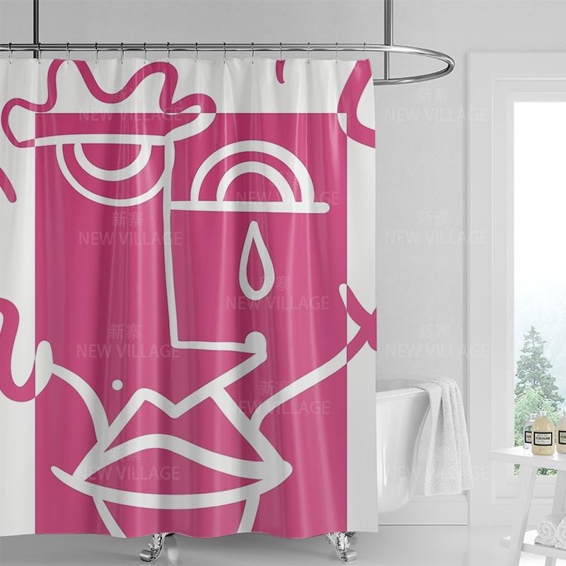 Whimsical Nature-Inspired Shower Curtain with Rainbow and Sunset Design for Relaxing Bathroom Decor