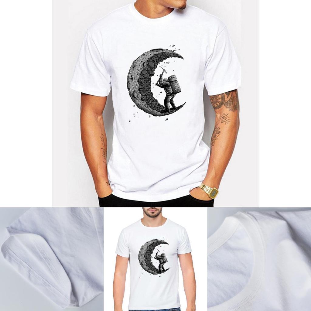 Stylish Digging The Moon T-shirt Men's Customized Printed Funny Cotton Short Sleeve