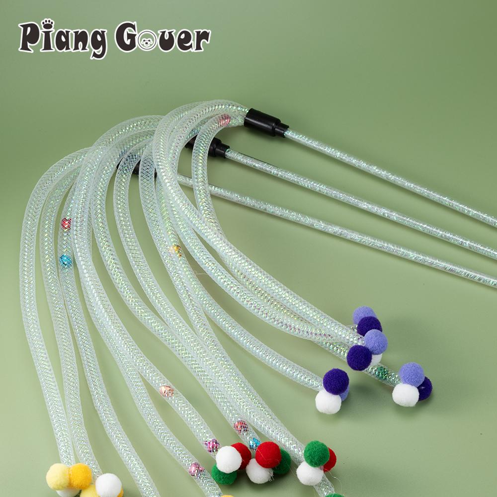 Plush Ball Cat Stick Toy Interactive Plastic Stick Cats Toy Bell Kitten Teaser Pet Toys
