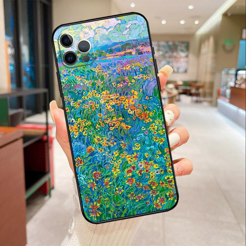 Colourful Flower Painting Art Phone Case For iPhone 16 15 14 11 12 13 17 Pro Max mini 15 Plus 16e 17 Air Protective Cover