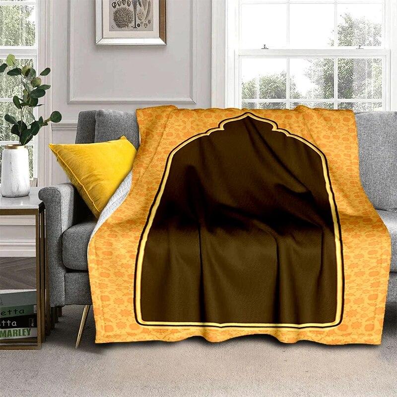 Müslüman Namaz HD Yumuşak Peluş Yatak Atma Karikatür Piknik Ince Battaniye Modern Flanel Battaniye Kapak Gedruckt Bettdecke Geschenk