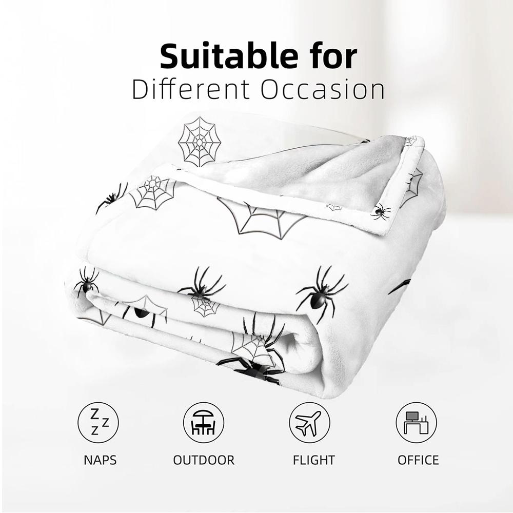 Spinnennetz Weiß Cartoon Anime Druck Flanelldecke Weich Warm Überwurf für Kinderzimmer Sofa Weihnachten Büro Auto