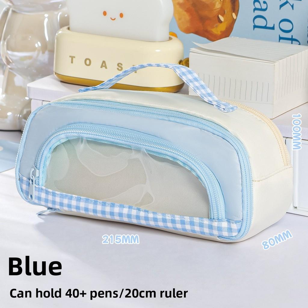 Cute Multicolor Fabric Pen Bag With Multiple Compartments For Office And School Use