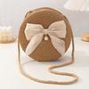 Elegant Round Straw Crossbody Bags with Bow Decoration Bohemian Chic Style Breathable Woven Design Beach Vacation Accessory