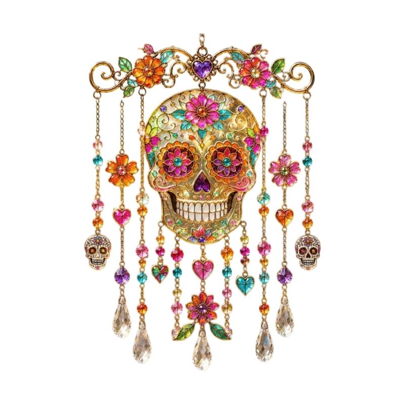 Halloween Entryway Hanging Ornament Acrylic Sun Catchers Wind Chimes with Crystal-Look Drop for Indoor Window Decors
