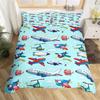 Aircraft Queen Duvet Cover Set Cartoon Airplane Bedding Set Polyester Clouds Stars Moon Print Comforter Cover For Kids Boys Room